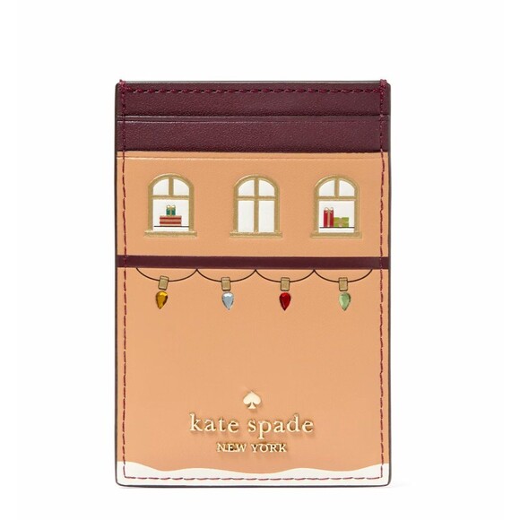 New Kate Spade Oh What Fun Gingerbread House Small Slim Cardholder Multi - Picture 3 of 3
